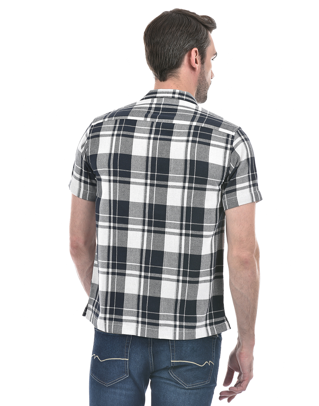 Numero Uno Men Checkered Navy Shirt